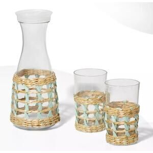 3 Piece Woven Pitcher And Cup Set Sun Squad Target NWOB